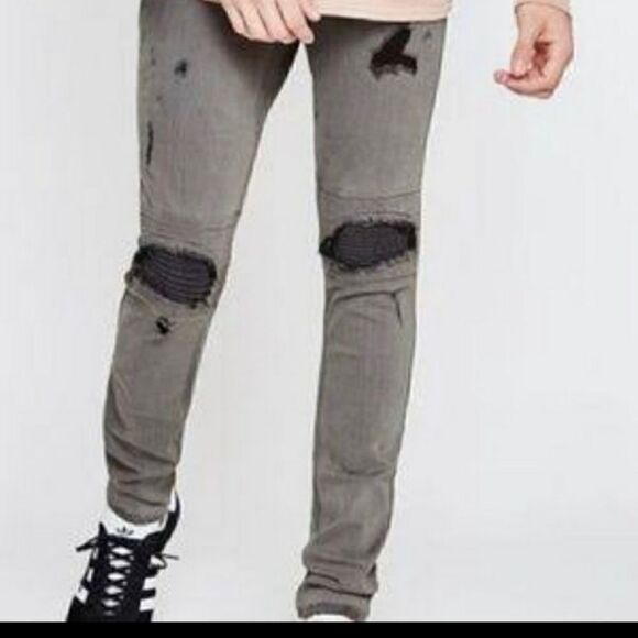 PacSun Denim - PacSun Active Stretch Edgy Gray Distressed Skater Skinniest Jeans Size 29/30